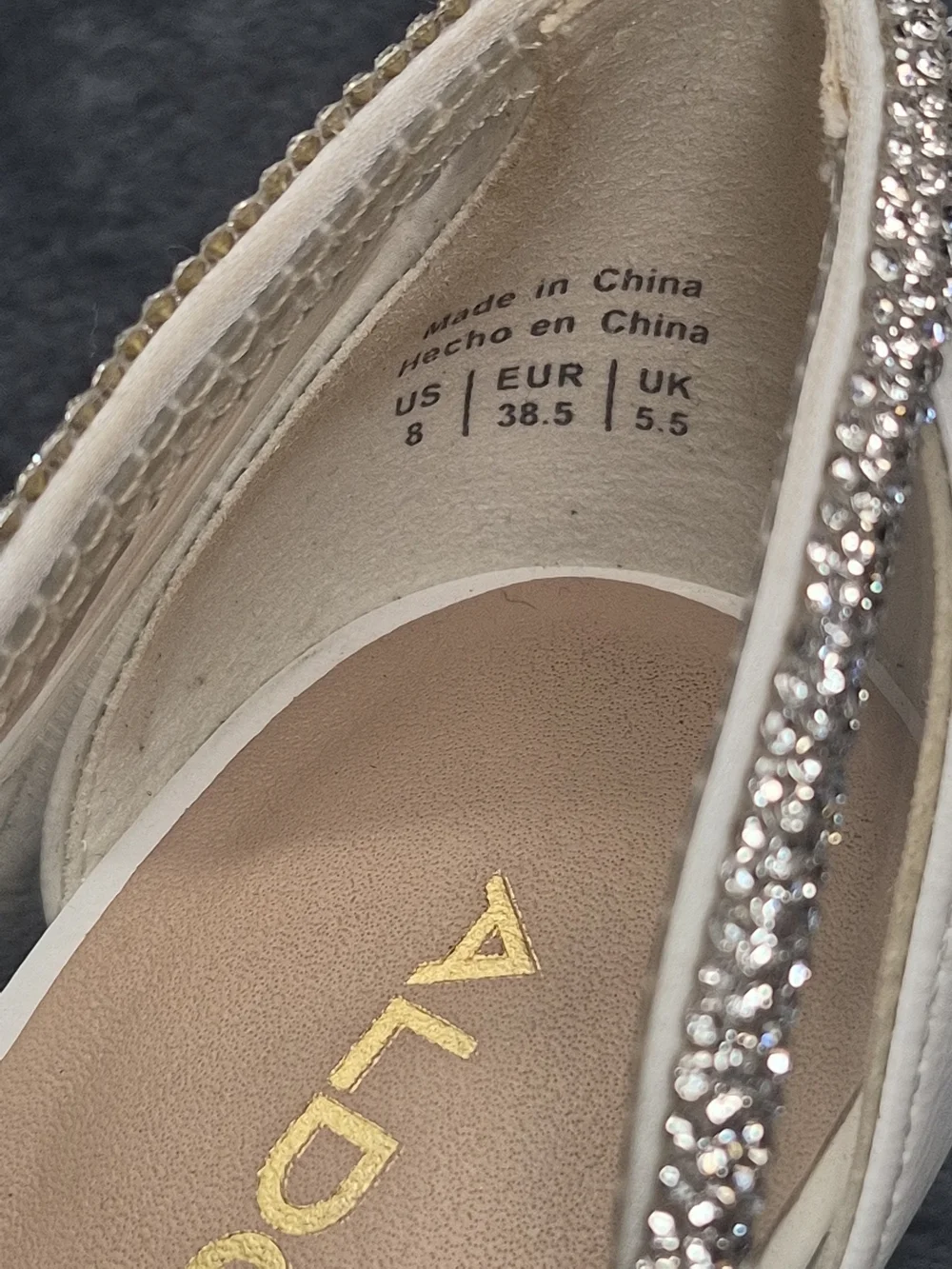 Aldo Fibeth Women's Heeled Pumps  White Pointed Shimmering Rhinestone  Size 8